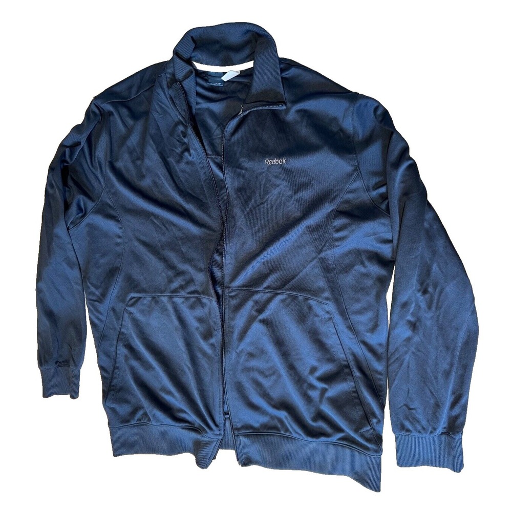 Reebok Size XXL 2XL Mens Full Zip Up Jacket Long Sleeve Blue w/front pockets.